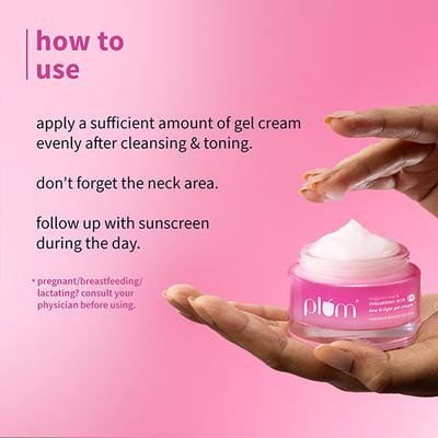 Plum 1% Hyaluronic Acid Dew It Light Gel Moisturizer, Bulgarian Rose Oil-Free, Lasting Hydration 50 g - Face Moisturizers