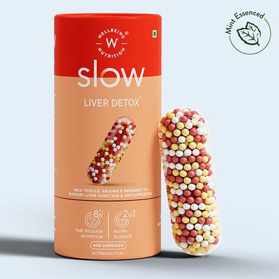 Wellbeing Nutrition Slow Liver Detox Supplement Clinically Proven Milk Thistle, Berberry + 6 Organic Herbs - Vital Health