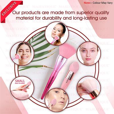 Majestique Makeup Foundation Brush with Mushroom Puff for liquid, powder, Cream - Multicolor 1's - Face Brush
