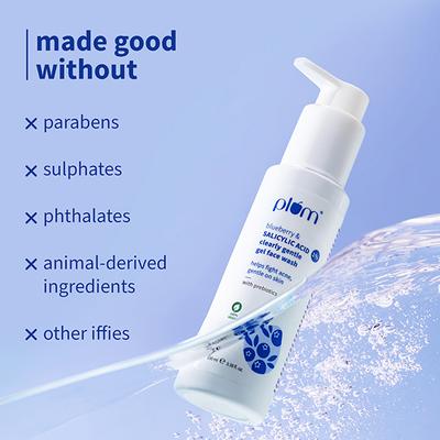 Plum 1% Salicylic Acid Gentle, Non-Drying Face Wash With Blueberr Helps Fight Active Acne 100 ml - Face Wash & Cleansers