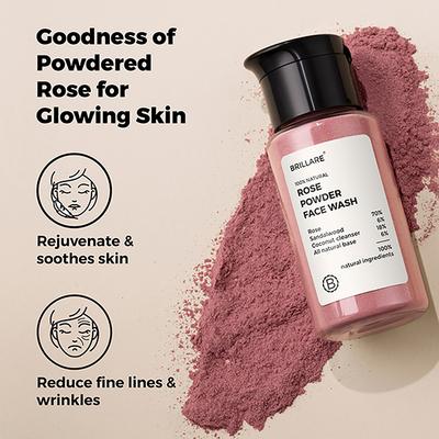 Brillare Rose Powder Face Wash for Younger Looking Skin 15gm - Face Wash & Cleansers