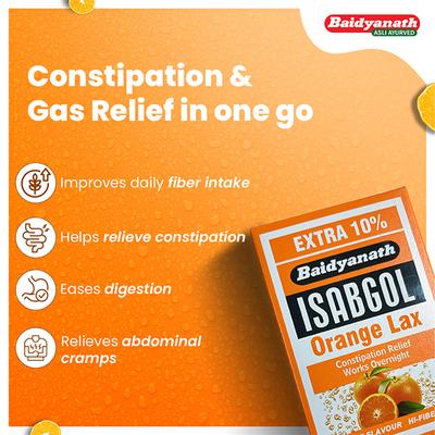 Baidyanath Isabgol Psyllium Husk Powder - Orange Lax 110 g - Digestive Care