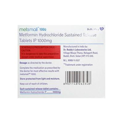 METSMALL 1000 Tablet 15's - Diabetes-Ant