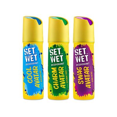 Set Wet Cool, Charm and Swag Avatar Deodorant and Body Spray Perfume for Men, 150ml each 3's - Men Deodorants/Roll-Ons