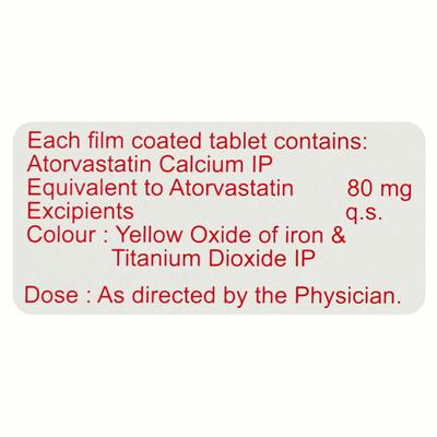 TORVASON 80mg Tablet 10's - High Cholesterol-Dys