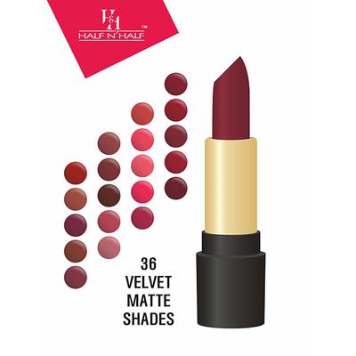 Half N Half Velvet Matte Texture Lipstick My Colour, LS-04, 11 Deep - Maroon 3.8gm - Lipsticks