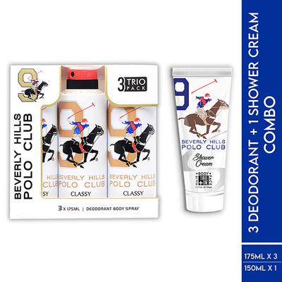 Beverly Hills Polo Club Classy Deo No.9 Trio Pack + Sports No.9 Shower Cream 3-in-1 Set For Men 675 ml 1's - Deodorants/Roll-Ons
