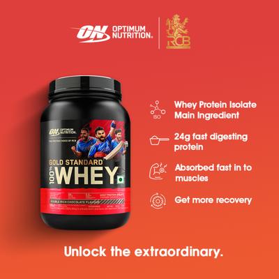 Optimum Nutrition (ON) 100% Whey Gold Standard Powder - Double Rich Chocolate 2 lb - Whey Proteins