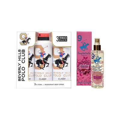 Beverly Hills Polo Club Classy Men Deo No.9 Trio Pack + SPARKLING FLORAL No.9 Women Body Mist Set 1's - Deodorants/Roll-Ons