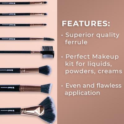Bronson Professional Makeup Brush (Pack of 9) 1's - Face Brush