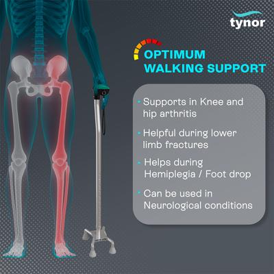 Tynor Walking Stick Quadripod - Silver 1's - Wheelchairs & Walking Sticks