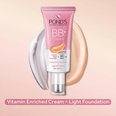 Pond'S Bb+ Cream, Instant Spot Coverage + Light Make-Up Glow, Natural SPF30 PA++ 30gm - Lotions & Creams