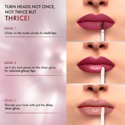 Lakme 9 to 5 Matte to Glass Liquid Lip - Fuchsia Pink 7.6 ml - Liquid Lipsticks