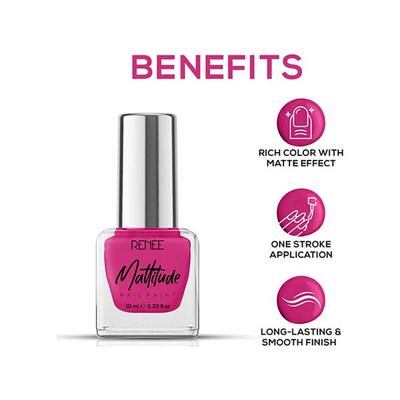 RENEE Mattitude Nail Paint - Fuchsia Pink 10 ml - Nail Polish