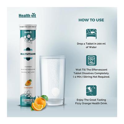 Healthvit Multivitamin Effervescent Tablet - Orange Flavour 20's - Multi-Vitamins
