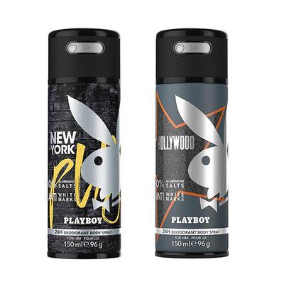 Playboy Hollywood + New York Deo New Combo Set - Pack of 2 Mens 300 ml - Men Deodorants/Roll-Ons