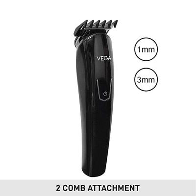 Vega T2 Beard Trimmer for Men with 2 Comb Attachment- 0.5mm - 3mm, 45 Mins Runtime, Black (VHTH-14) 1's - Trimmers