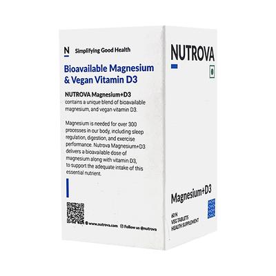 NUTROVA MAGNESIUM + D3 VEG Tablet 60's - Supplements-Vam