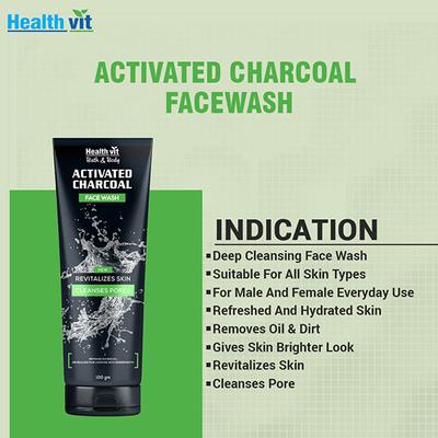 Healthvit Activated Charcoal Facewash 100 gm - General Health