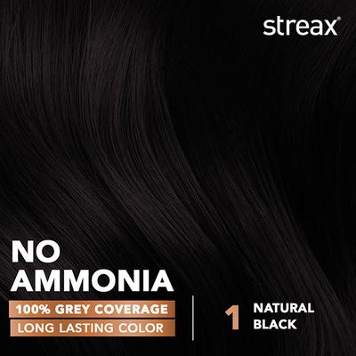 Streax Hair Colour - Natural Black (60gm+60ml+20gm) 1's - Crème