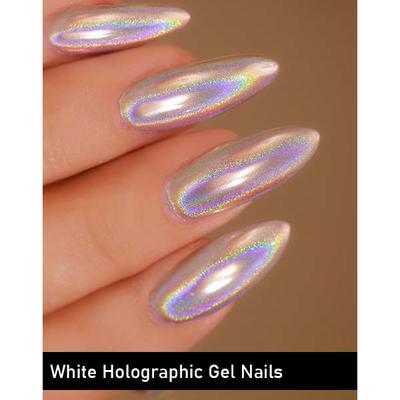 Nails On Board Handmade Press On Gel Nails- Holographic White 50 gm - Nail Care