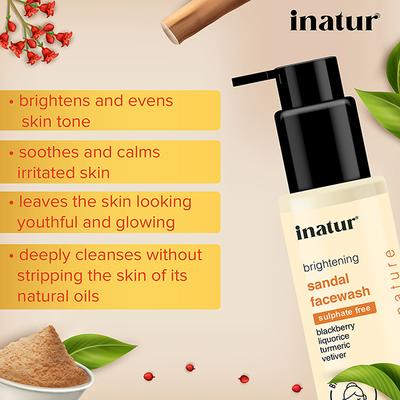 Inatur Sandal Fairness Face Wash 150 ml - Face Wash & Cleansers
