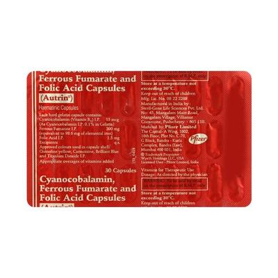 Autrin Capsule 30'S - Iron Supplement/Anaemia-Vma
