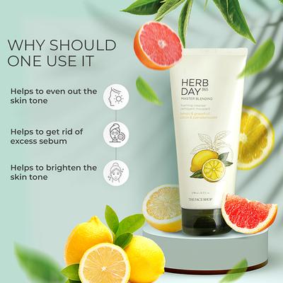 The Face Shop Herb Day 365 Master Blending Foaming Cleanser Lemon & Grapefruit 170ml - Face Scrubs