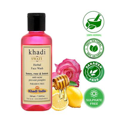 Khadi Swati Herbal Facewash - Honey, Rose & Lemon 210 ml - Face Wash & Cleansers