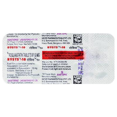 Rosys 10mg Tablet 10'S - High Cholesterol-Dys