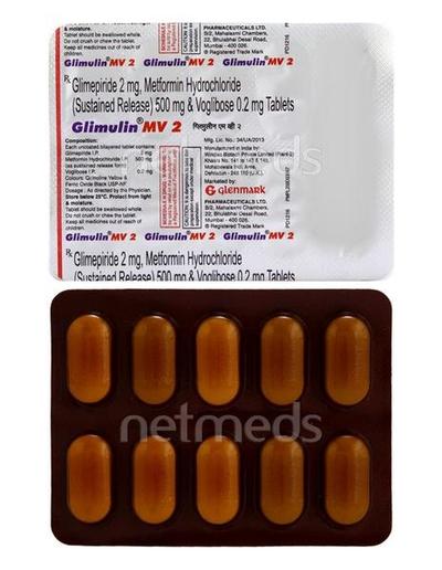 Glimulin MV 2mg Tablet 10'S - Diabetes-Ant