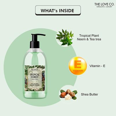 The Love Co. Tropical Forest Hand Wash For Moisturized Hand - Gentle Cleanser for Soft Hands - Liquid Hand Soap Suitable for Sensitive Skin 300 ml - Hand Wash & Soaps