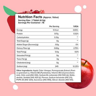 Plix The Plant Fix Apple Cider Vinegar 15 Effervescent Tablet , (Apple) 4's - Apple Cider Vinegar - Acv