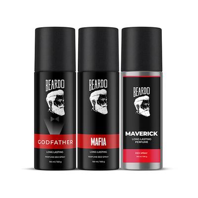 Beardo Godfather 150ml, Mafia 120ml and Maverick 150ml Perfume Deo Spray Combo for Men 1's - Men Deodorants/Roll-Ons