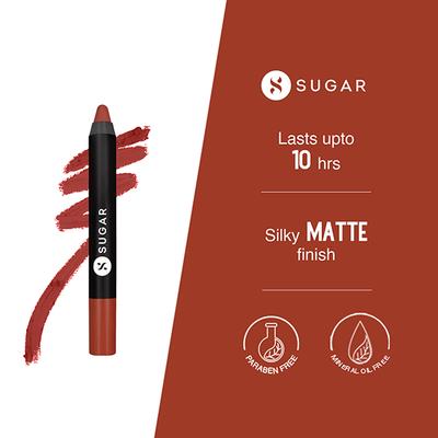 SUGAR Cosmetics Matte As Hell Crayon Lipstick - 29 Molly Brown (Peachy brown) 2.8 gm - Lipsticks