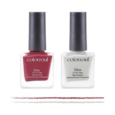 Colorsoul Bliss Vegan Nail Enamel, Dreamy Pink, Snowy White, B03, B22 (Pack of 2 x 8 ml) 1's - Nail Polish