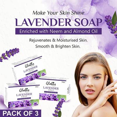 Globus Naturals Lavender Soap (Pack Of 3) 300 gm - Soaps
