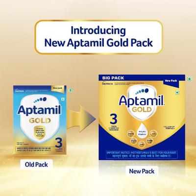 Aptamil Gold 3 Follow Up Infant Formula Stage 3 Powder (After 12 months) (Pack of 3 x 400 g) 1.2 kg - Baby And Infant Supplements