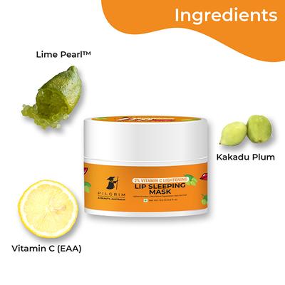 Pilgrim 2 percent Vitamin C Lightening Lip Sleeping Mask for Soft, Smooth and Dark Lips 9 ml - Masks & Peels
