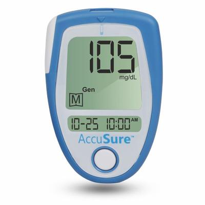 AccuSure Blue Gluco Meter with 25 Strips - Blood Glucose Monitors/Strips