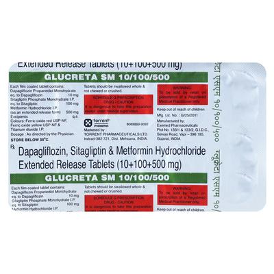 GLUCRETA SM 10/100/500 Tablet 10's - Diabetes-Ant