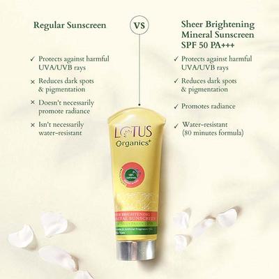 Lotus Organics Sheer Brightening Mineral Sunscreen Spf 50 50 gm - Face Sunscreen