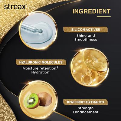 Streax Gel Hair Colour for women, Natural Black 1, No ammonia hair color, 100% grey coverage 150 ml - Crème