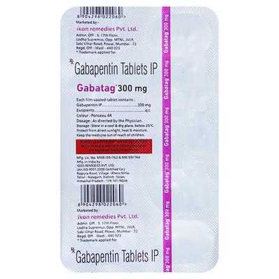 GABATAG 300 MG Tablet 10's - Neuropathic Pain-Dru