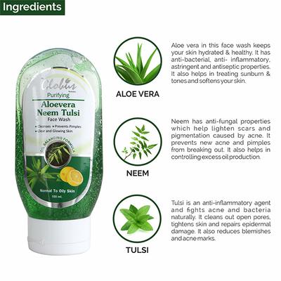 Globus Remedies Aloe Vera Neem & Tusli Face Wash 100 ml - Face Wash & Cleansers