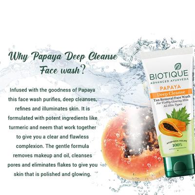 Biotique Papaya Deep Cleanse Facewash 150ml - Face Washes