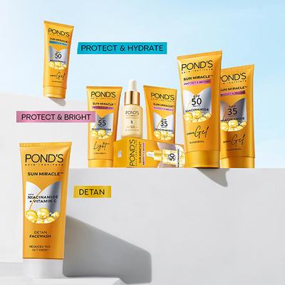 Pond's Sun Miracle SPF 50 PA+++ Creme Gel Sunscreen - Protect and Hydrate, with Hyaluronic Acid 50 gm - Face Sunscreen