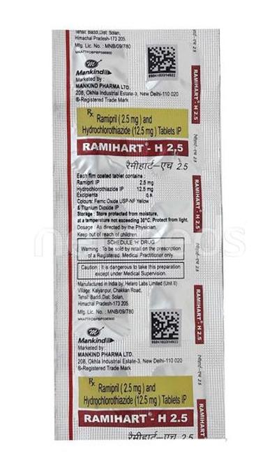 Ramihart H 2.5mg Tablet 10'S - Hypertension-ACE