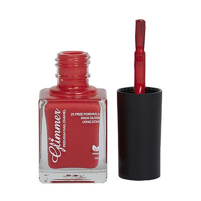 Glimmer Premium Nail Enamel Bright Red 10 ml - Nail Polish
