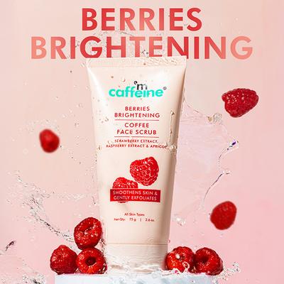 Mcaffeine Berries Brightening Coffee Face Scrub For Glow Exfoliating and Tan Removal Scrub 75 gm - Scrubs & Exfoliants